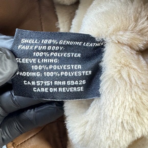 Wilsons Leather Ramona Jacket M NWT Tan Faux‎ Shearling Moto Coat Genuine Trim - Picture 13 of 15